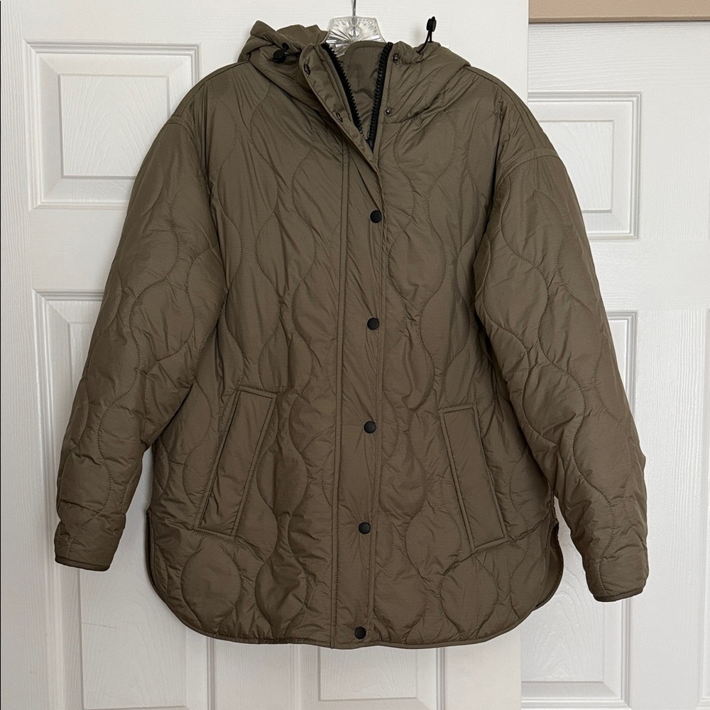 Zara Olive Quilted Puffer Jacket XS